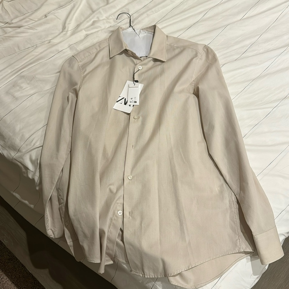 Zara Beige Button Down Shirt